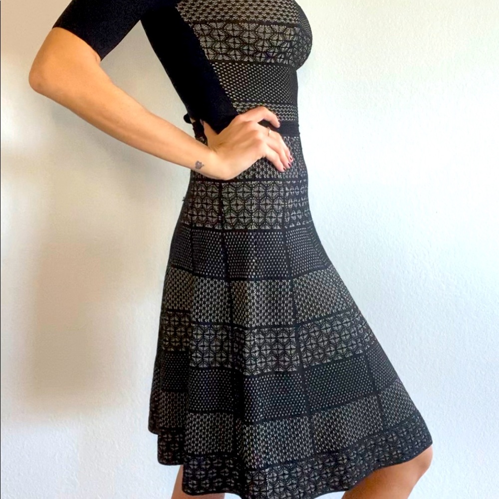 Reiss black and gold knee length dress